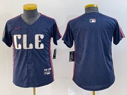 Youth Nike Cleveland Indians blank blue majestic baseball jersey -BD