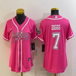 Women Nike Dallas Cowboys #7 Trevon Diggs pink baseball jerseys Joint name-BD