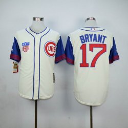 Chicago Cubs Kris Bryant #17 beige throwback MLB baseball jersey