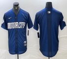 Nike Detroit blank blue Majestic baseball jerseys city version