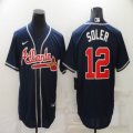 Nike Atlanta Braves #12 Jorge Soler dark blue majestic baseball Jerseys