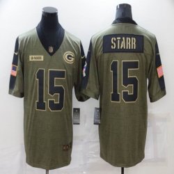 Nike Green Bay Packers #15 Bart Starr green 2021 Salute to Service Limited Jersey