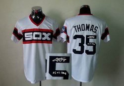 Chicago White Sox THOMAS 35 White throwback mlb signature jerseys