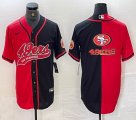 Nike San Francisco 49ers blank red black splits baseball jerseys Joint name -BD 02