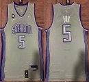 Nike Sacramentoics Kings #5 De Aaron Fox gray NBA Basketball Jerseys 6 patch -HL