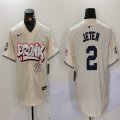 Nike New York Yankees #2 Derek Jeter beige majestic baseball Jersey Joint name 02