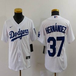 Youth Nike Los Angeles Dodgers #37 Enrique Hernandez white majestic baseball jerseys