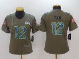 Women Nike Seattle Seahawks #12 Fan green USA flag Color Rush Limited Jersey