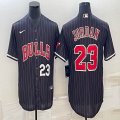 Nike Chicago Bulls #23 Michael Jordan black baseball jerseys Joint name-BD 04