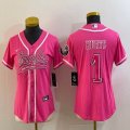 Women Nike Eagles #1 Jalen Hurts pink baseball jerseys Joint name-BD