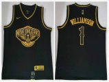 Nike New Orleans Pelicans #1 Zion Williamson black gold NBA basketball jerseys-HL