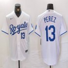 Kansas City Royals #13 Salvador Perez white nike mlb baseball jersey 02