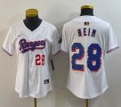 Women Nike Texas Rangers #28 Jonah Heim white majestic baseball jerseys Champion patch-BD 03