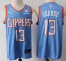 Los Angeles Clippers #13 Paul George skyblue nike NBA jersey with Sponsor patch-S8