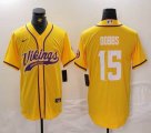 Nike Minnesota Vikings #15 Dallas Turner yellow baseball jersey Joint Name