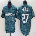 American League #27 Mike Trout Nike Teal 2023 MLB All-Star Game Vapor Premier Elite Player Jersey 04