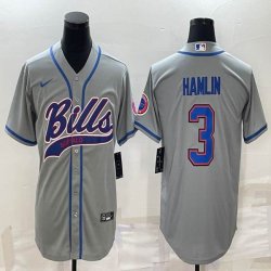 Nike Buffalo Bills #3 Damar Hamlin gray baseball jerseys Joint name-BD