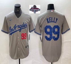 2024 World Series Champions Los Angeles Dodgers #99 Kelly Nike gray majestic baseball Jersey-BD 03