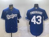 Nike Los Angeles Dodgers #43 Noah Syndergaard blue majestic baseball jerseys 02