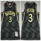 Philadelphia 76ers #3 Allen Iverson black gold throwback baseball jersey-XD