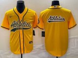 Nike Oakland Athletics blank yellow majestic baseball jersey Joint name 02