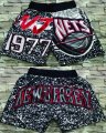 Brooklyn Nets black white nba shorts -LT