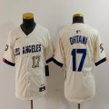 Youth Nike Los Angeles Dodgers #17 Shohei Ohtani beige fashion MLB baseball Jersey 07