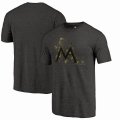 Men's Miami Marlins Fanatics Branded Black 2018 Memorial Day Camo Prestige Tri-Blend T-Shirt