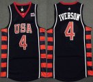 2004 Athens Olympics #4 Allen Iverson blue USA basketball jerszeys