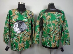 Reebok Chicago Blackhawks blank camo Green nhl Jersey