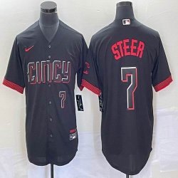 Nike Cincinnati Reds #7 Steer black majestic baseball jerseys -BD 02