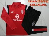 2023-2024 AC Milan club red black soccer uniforms with long shorts B746