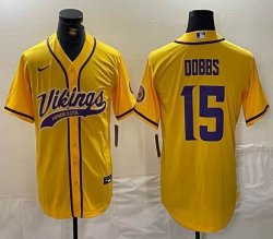 Nike Minnesota Vikings #15 Joshua Dobbs yellow baseball jerseys Joint name 01