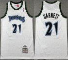 Minnesota Timberwolves #21 Kevin Garnett white Throwback basketball jerseys -XD