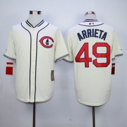 Chicago Cubs #49 Jake Arrieta beige throwback mlb baseball jersey