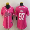 Women Nike 49ers #97 Nick Bosa pink baseball jerseys Joint name-BD