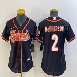 Youth Nike Cincinnati Bengals #2 Evan McPherson black baseball jerseys Joint name-BD