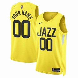 Customized Utah Jazz yellow basketball jerseys