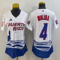 Women Puerto Rico Baseball #4 Yadier Molina White 2023 World Baseball Classic Replica Player Jersey 08