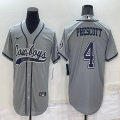 Nike Dallas Cowboys #4 Dak Prescott Gray baseball jerseys Joint name-BD