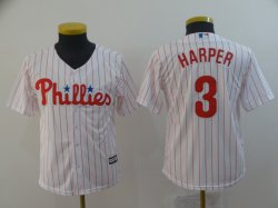 Youth Philadelphia Phillies #3 Bryce Harper white red majestic mlb Jersey