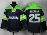 Nike Seattle Seahawks #25 Richard Sherman blue green nfl Hooded Sweatshirt