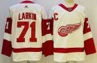 Adidas Detroit Red Wings #71 Dylan Larkin white hockey jersey C patch-PD