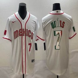 2023 World Cup Mexico #7 Julio Urias white green red majestic baseball jerseys 07