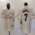 Nike New York Yankees #7 Mickey Mantle beige majestic baseball Jersey Joint name