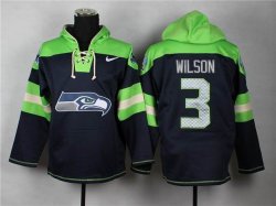 Nike Seattle Seahawks 3 Wilson blue green nfl Hooded Sweatshirt