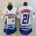 Youth Puerto Rico Baseball #21 Roberto Clemente White 2023 World Baseball Classic Replica Player Jersey 10