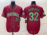 2023 World Cup Mexico #32 Joey Meneses red majestic baseball jerseys