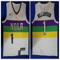 Nike New Orleans Pelicans #1 Zion Williamson white NBA basketball jersey City version