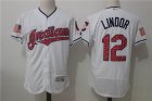 Cleveland Indians #12 Francisco Lindor white Flexbase Authentic Collection Jersey Stars font